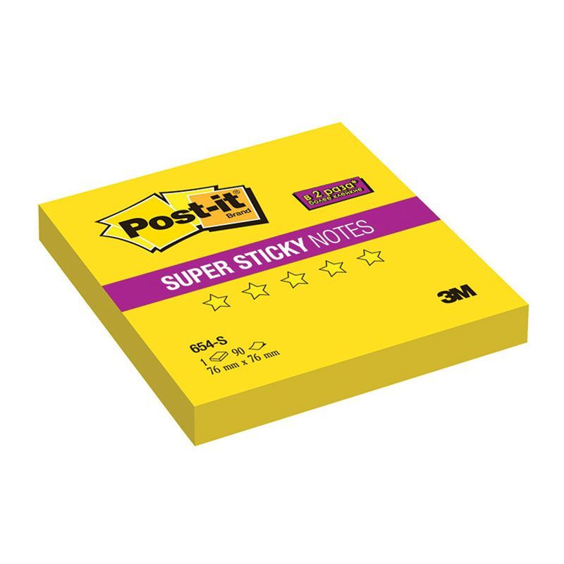 Самоклеящийся блок Post-it "Super Sticky", 76*76мм, 90л, желтый неон