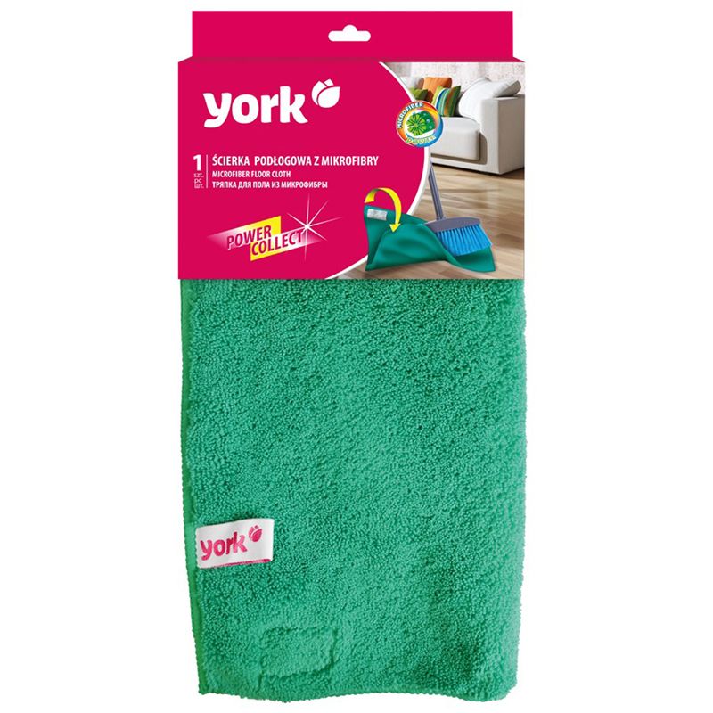 Тряпка для мытья пола York, микрофибра, 50*60см, 390г/м2, европодвес, двухсторонняя с липучками, зеленый
