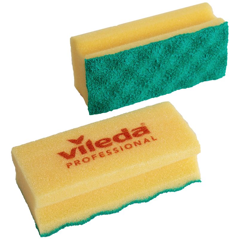 Губка Vileda Professional "Pur Active", с абразивным слоем, 14*6,3см, 10шт, желтый/зеленый 123117 (ПОД ЗАКАЗ)