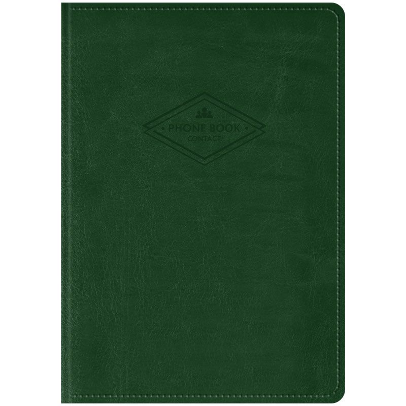 Телефонная книга А5, 80л., кожзам, OfficeSpace "Winner" зеленый, с вырубкой