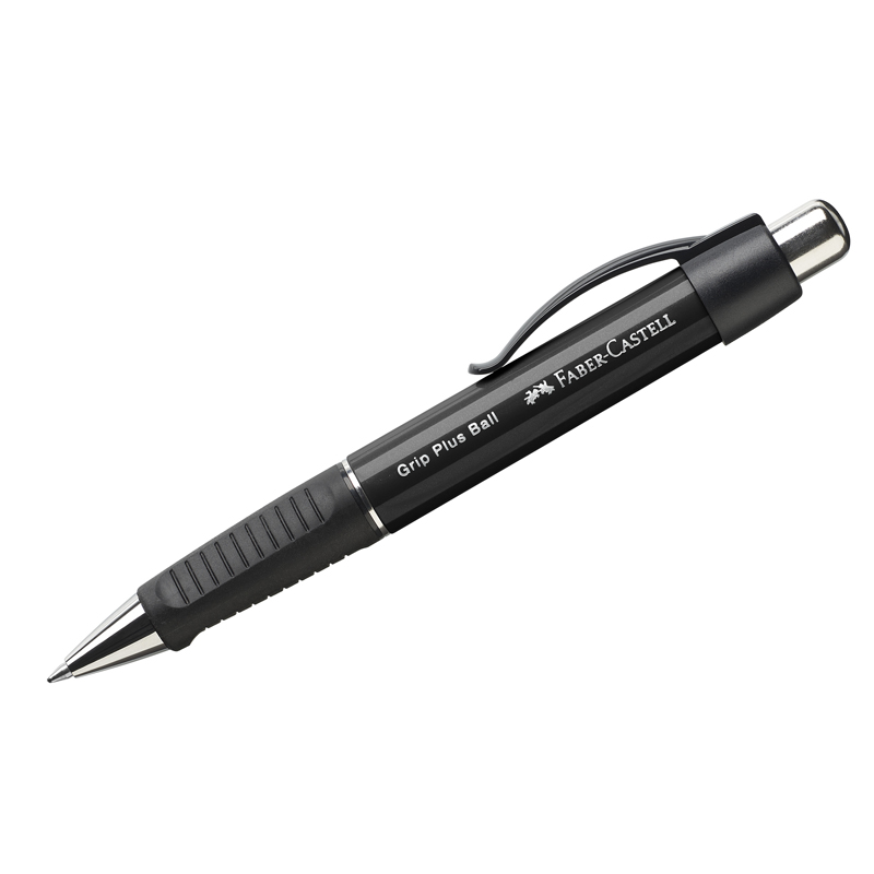 Ручка шариковая автоматическая Faber-Castell "Grip Plus Ball" синяя, 0,7мм, грип, корпус черный