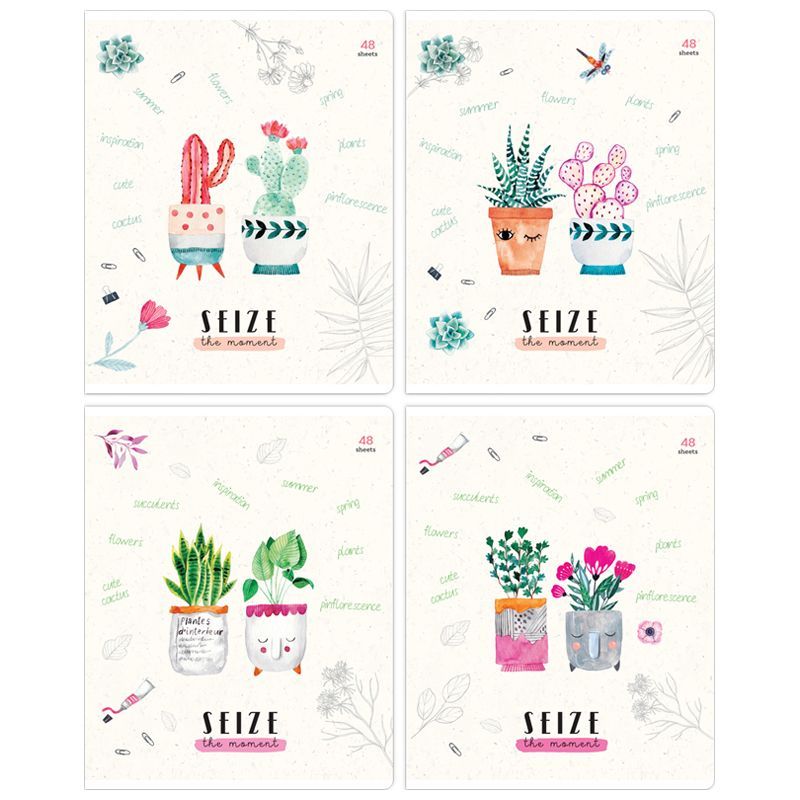 Тетрадь 48л., А5, клетка ArtSpace "Рисунки. Cute plants"