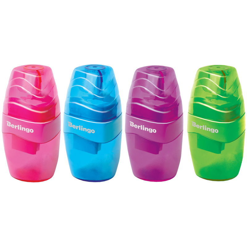 Точилка пластиковая Berlingo "Triangle" 1 отверстие, контейнер, ассорти, дисплей