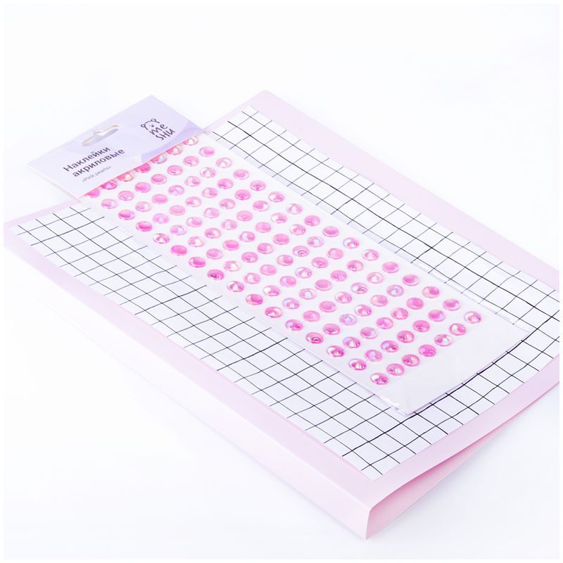 Наклейки акриловые MESHU "Pink pearls", 10*32см, европодвес