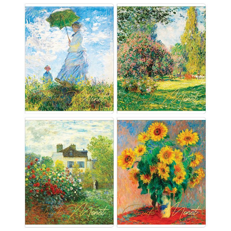 Тетрадь 48л., А5, клетка ArtSpace "Живопись. Claude Monet", глянцевый УФ-лак, тиснение фольгой