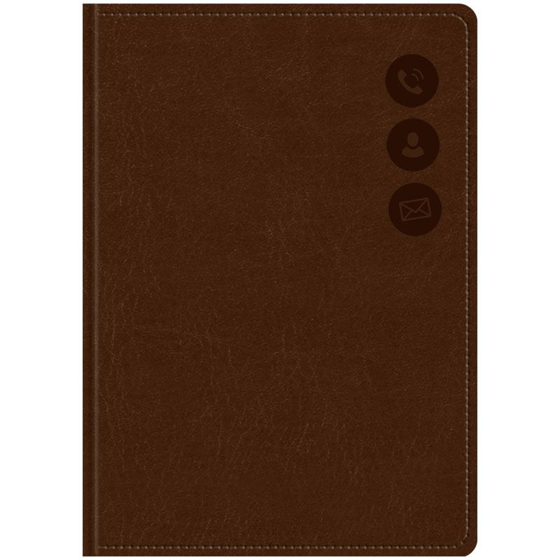 Телефонная книга А7, 64л., кожзам, OfficeSpace "Nebraska" коричневый с вырубкой