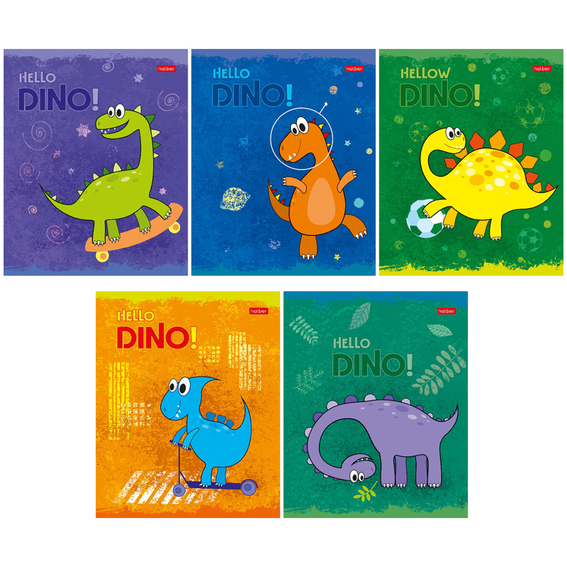Тетрадь 12л., клетка Hatber "Hello Dino"