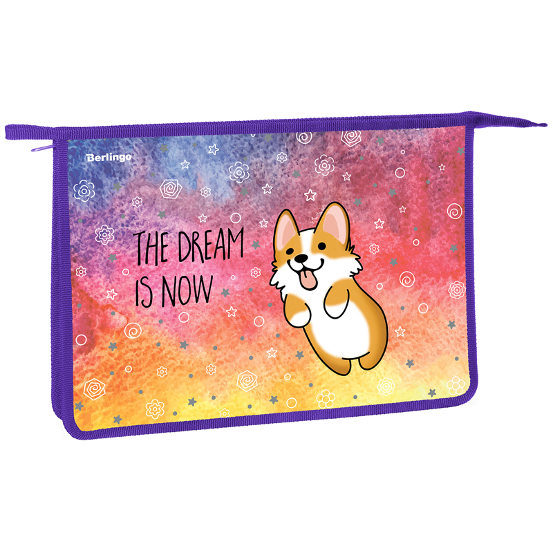 Папка для тетрадей 1 отделение, А4 Berlingo "Corgi boy", 340*245*40мм, пластик, на молнии