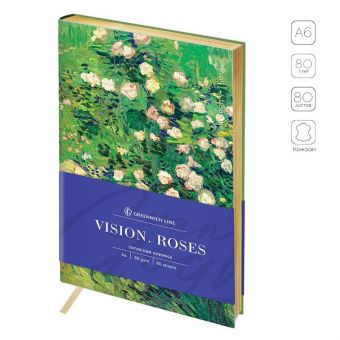 Записная книжка А6 80л. ЛАЙТ, кожзам, Greenwich Line "Vision. Van Gogh. Roses", тон. блок, зол. срез
