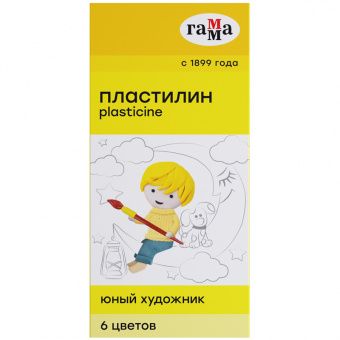 Пластилин Гамма "Юный художник" NEW, 06 цветов, 84г, со стеком, картон. упак.