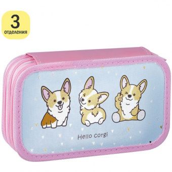 Пенал 3 отделения, 190*110 ArtSpace "Corgi", ламинация, фольга
