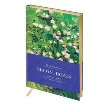 Записная книжка А6 80л. ЛАЙТ, кожзам, Greenwich Line "Vision. Van Gogh. Roses", тон. блок, зол. срез