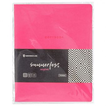 Тетрадь 48л. А5, клетка, ЛАЙТ, кожзам, Greenwich Line "Summerfest", неон. розовый, тон.блок