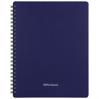Тетрадь 48л. А5 клетка на гребне OfficeSpace "Base", пластиковая обложка, синяя