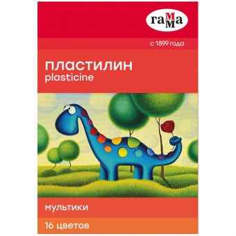 Пластилин Гамма "Мультики", 16 цветов, 320г, со стеком, картон. упак.