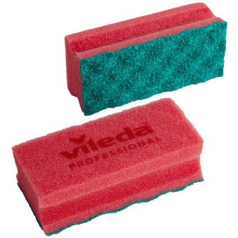 Губка Vileda Professional "Pur Active", с абразивным слоем, 14*6,3см, 10шт, красный/зеленый 123116 (ПОД ЗАКАЗ)