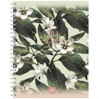 Тетрадь 80л., А5, клетка на гребне BG "Nude", выб. лак