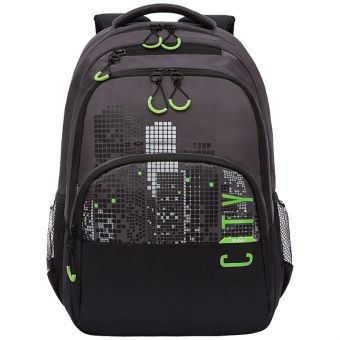 Рюкзак Grizzly, 32*45*23см, 2 отделения, 3 кармана, анатомическая спинка, черный/серый