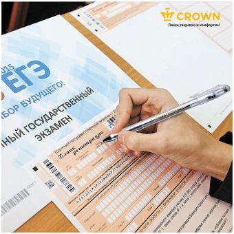 Ручка гелевая Crown "Hi-Jell" черная, 0,5мм, штрих-код
