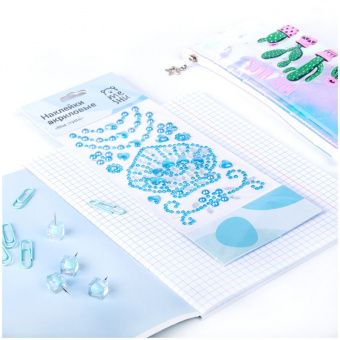 Наклейки акриловые MESHU "Blue crystal", 10*24см, европодвес