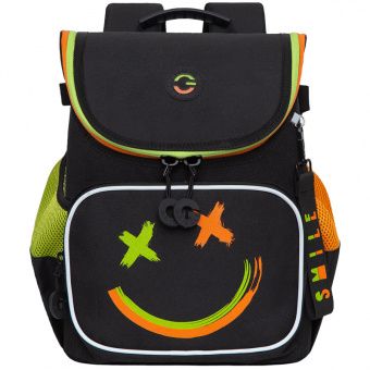 Ранец Grizzly, 26*35*16см, 1 отделение, 3 кармана, анатомическая спинка, черный