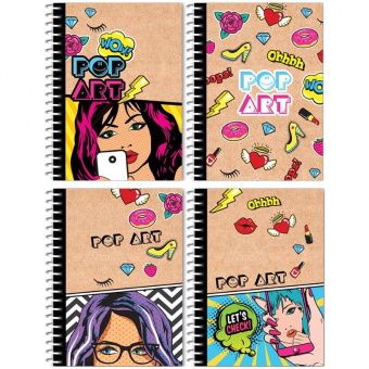 Записная книжка А6 80л. на гребне BG "Pop art", глянцевая ламинация, твердая обложка