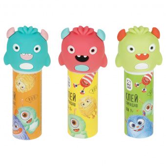 Клей-карандаш MeShu с топпером "Monsters" ассорти, 9г., ПВА