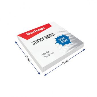 Самоклеящийся блок Berlingo "Ultra Sticky", 75*75мм, 100л, белый
