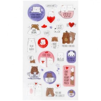 Наклейки гелевые MESHU "Beary beary", 10*22см, 28 наклеек, инд. уп., европодвес