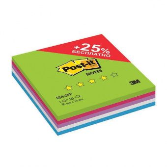 Самоклеящийся блок Post-it Original "Лето Плюс", 76*76мм, 5 цветов*25л