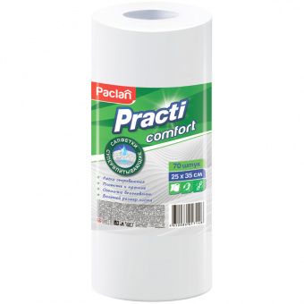 Салфетки универсальные Paclan "Practi. Comfort" вискоза 25*35см, 70шт., в рулоне