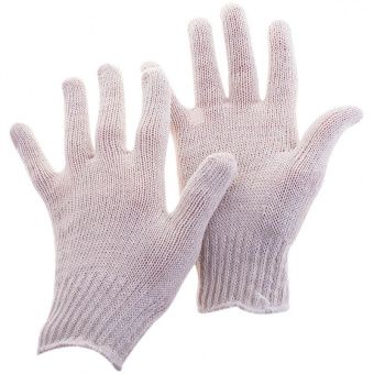 Перчатки х/б  7,5 класс OfficeClean, стандарт,без покр.,4 нитки, 2-й оверлок, белый, 35-37г, 166текс