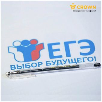 Ручка гелевая Crown "Hi-Jell" черная, 0,5мм, штрих-код