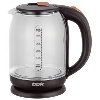 Чайник электрический BBK EK1727G, 1,7л, 2200Вт, стекло/пластик, коричневый