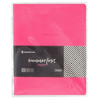Тетрадь 48л. А5, клетка, ЛАЙТ, кожзам, Greenwich Line "Summerfest", неон. розовый, тон.блок