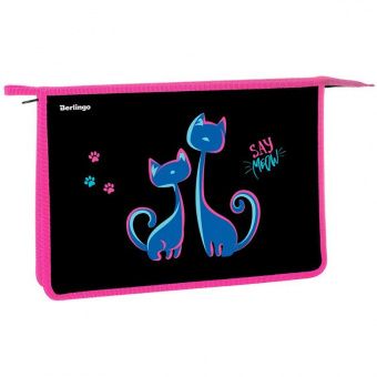 Папка для тетрадей 1 отделение, А4 Berlingo "Say Meow", 340*245*40мм, пластик, на молнии
