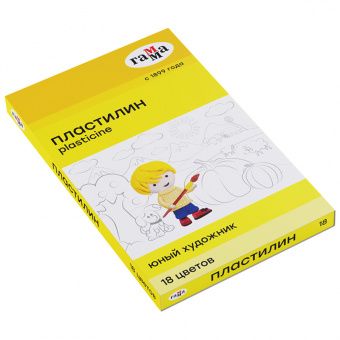 Пластилин Гамма "Юный художник" NEW, 18 цветов, 252г, со стеком, картон. упак.