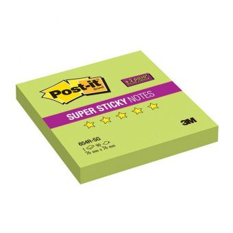 Самоклеящийся блок Post-it "Super Sticky", 76*76мм, 90л, зеленый неон