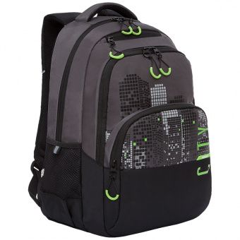 Рюкзак Grizzly, 32*45*23см, 2 отделения, 3 кармана, анатомическая спинка, черный/серый