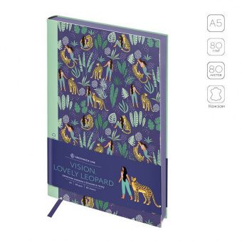Записная книжка А5 80л. ЛАЙТ, кожзам, Greenwich Line "Vision. Lovely leopard", тон. блок в точку, цв. срез
