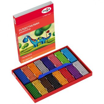 Пластилин Гамма "Мультики", 16 цветов, 320г, со стеком, картон. упак.