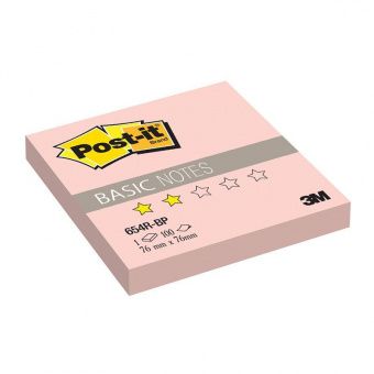 Самоклеящийся блок Post-it "Basic", 76*76мм, 100л, розовый