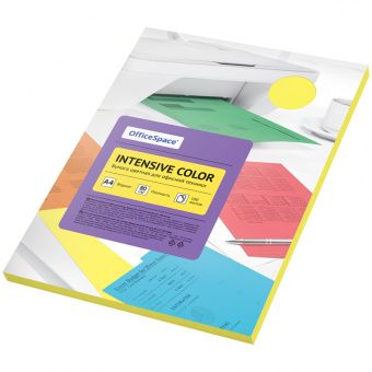 Бумага цветная OfficeSpace "Intensive Color", А4, 80г/м², 100л., (желтый)