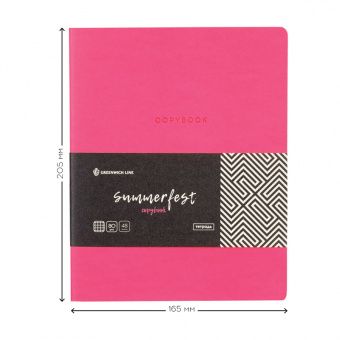 Тетрадь 48л. А5, клетка, ЛАЙТ, кожзам, Greenwich Line "Summerfest", неон. розовый, тон.блок