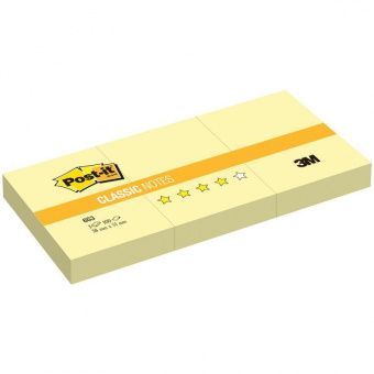 Самоклеящийся блок Post-it Original 38*51мм, 3 блока по 100л, канареечный желтый
