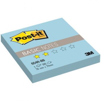 Самоклеящийся блок Post-it "Basic", 76*76мм, 100л, голубой