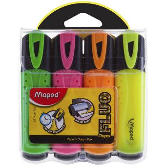 Набор текстовыделителей Maped "Fluo Pep s Classic" 04цв., 1-5мм, чехол с европодвесом