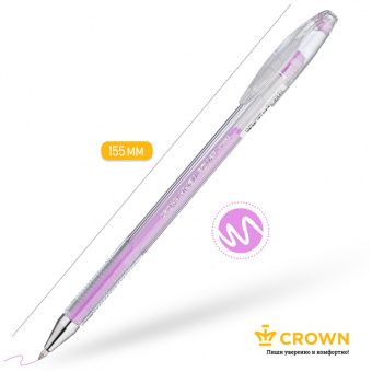 Ручка гелевая Crown "Hi-Jell Pastel" фиолетовая пастель, 0,8мм