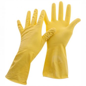 Перчатки резиновые хозяйственные OfficeClean Стандарт, прочные, разм. L, желтые, пакет с европодвесом