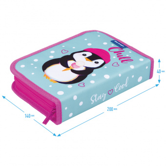 Пенал 1 отделение, 200*140*40 Berlingo "Penguin", дополнительная откидная секция, полиэстер